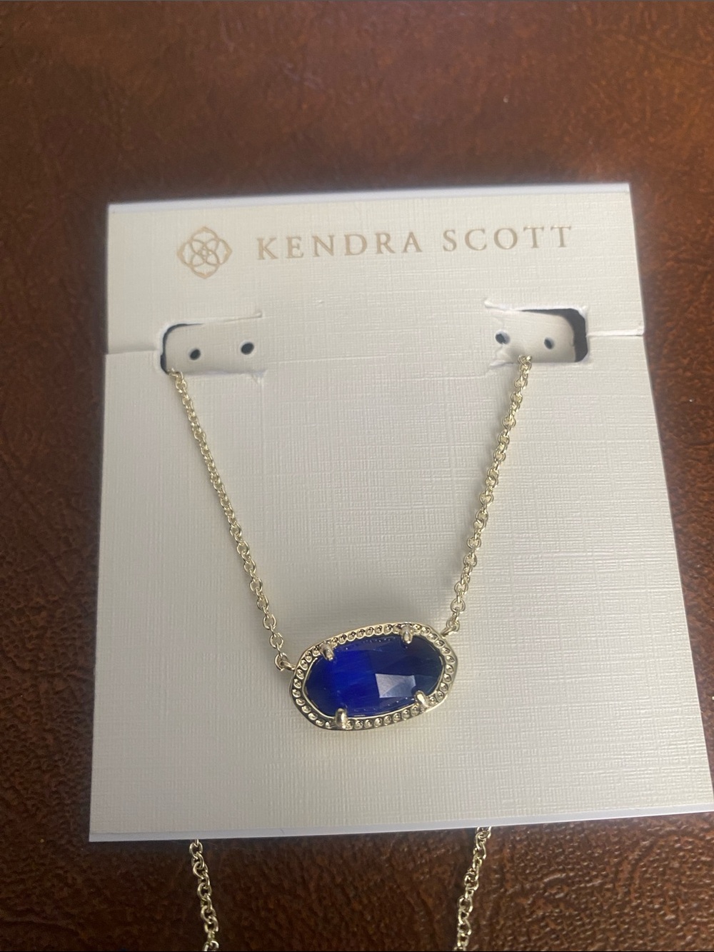 Kendra Scott Gold Necklace with Royal Blue Stone